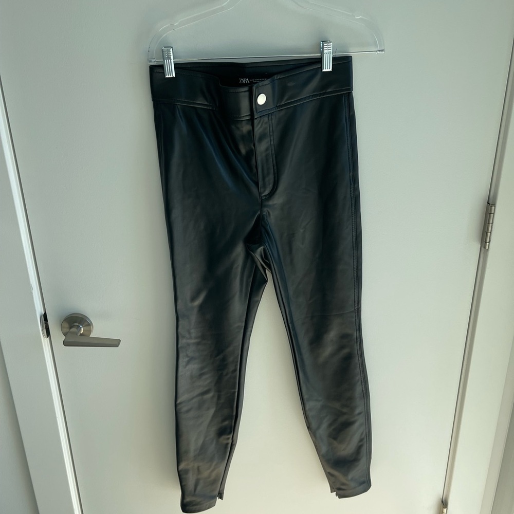 Zara Sleek Black Faux Leather Pants